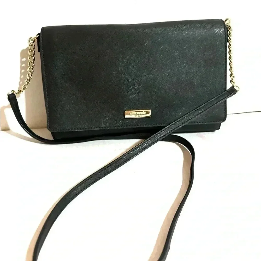Kate spade black leather crossbody handbag